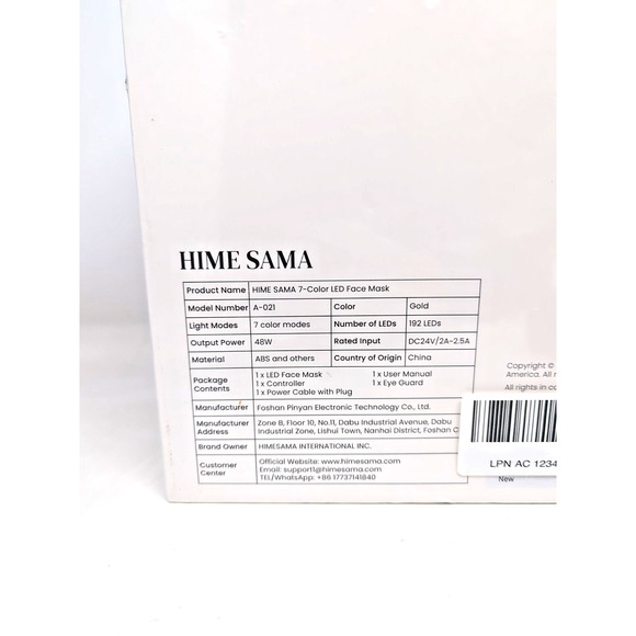 BRAND NEW Hime Sama LED Face Mask Pro 7 Color LED Mask for Face and Neck - Picture 3 of 4